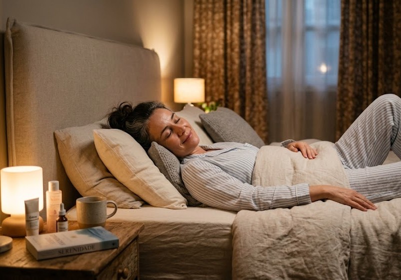 Jovem senhora descansando após sua rotina notura coreana