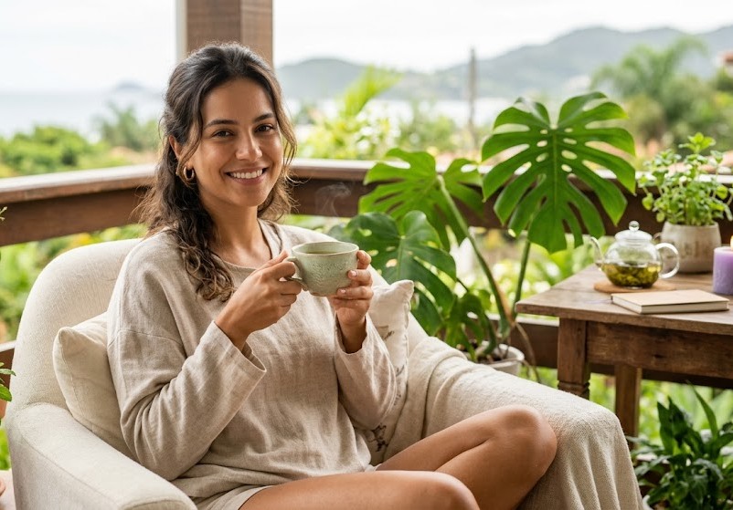 Rotina barata coreana , o chá verde uma ótima escolha