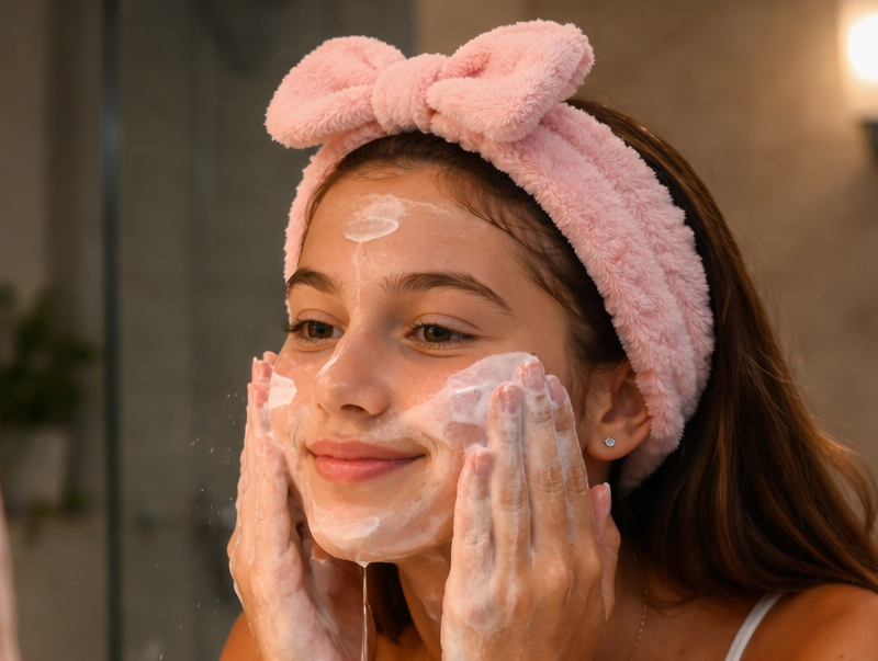 Rotina coreana para pele com acné , limpeza noturna