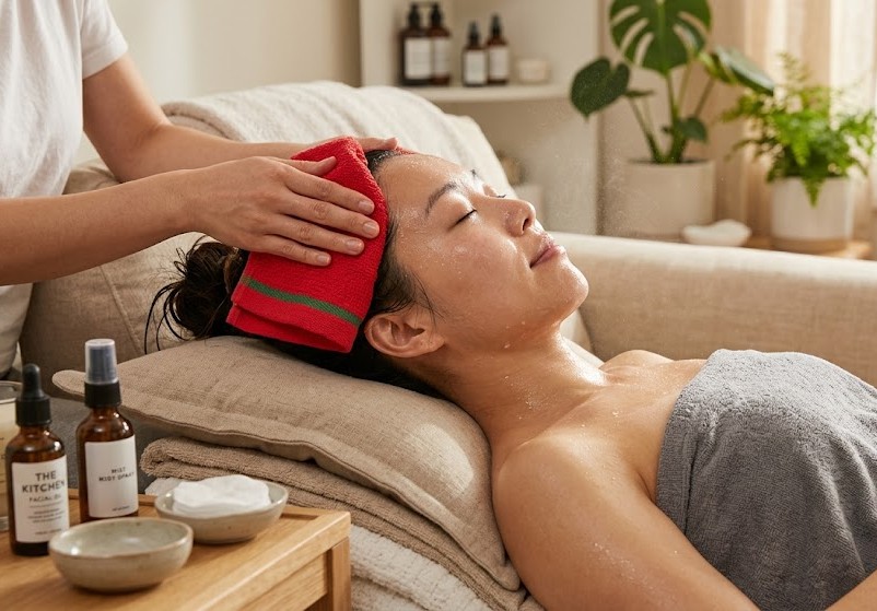 esfoliação coreana técnica com italy towel